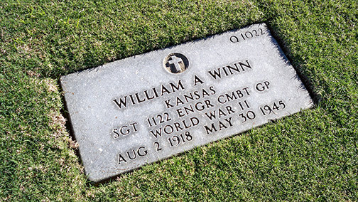 William Winn's grave marker at the National Memorial Cemetery of the Pacific, Honolulu, Hawaii.
