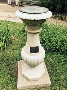 A memorial sundial dedicated to Hemphill's memory on K-State campus today.